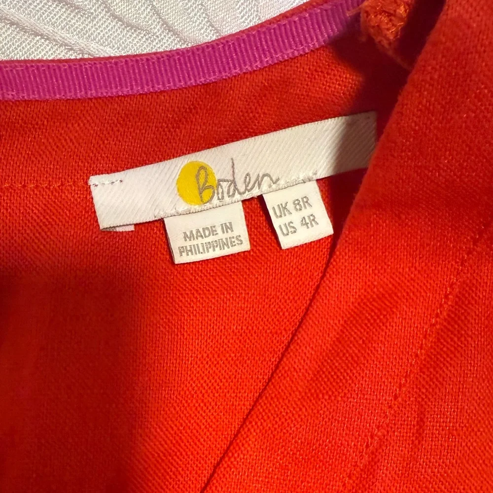Boden Vibrant Red Linen Midi Dress - Picture 5 of 5